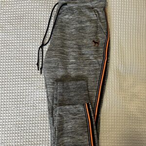Gray PINK VICTORIA SECRET Joggers with Orange Stripe